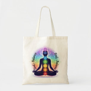 Chakras Meditation Art   Sieben farbenfrohe Symbol Tragetasche