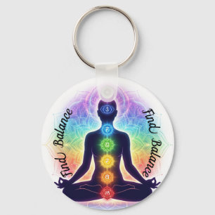 Chakras Meditation Kunst   Sieben farbenfrohe Symb Schlüsselanhänger