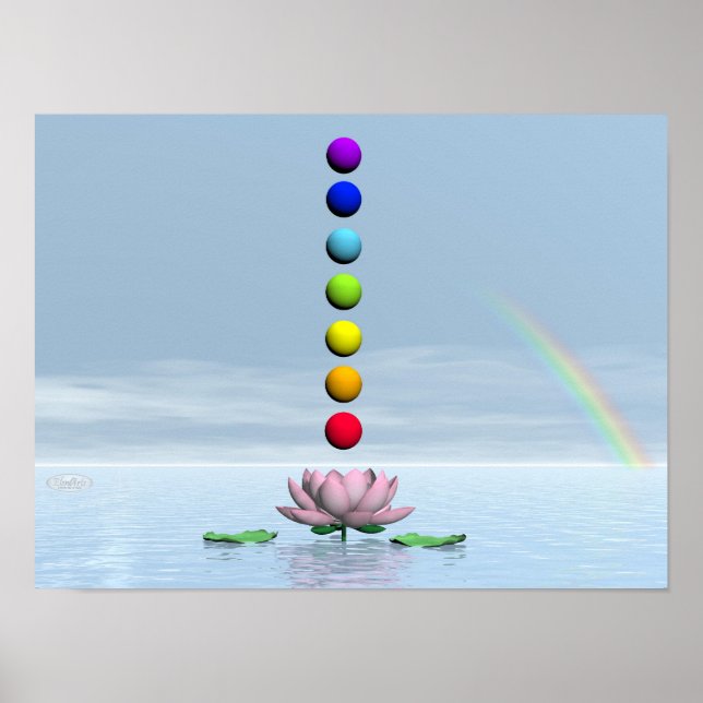 Chakras und Regenbogen - 3D-Darstellung Poster (Vorne)