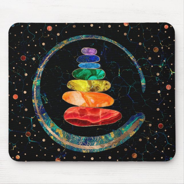 Chakras Zen Stones und Enso-Kreis Mousepad (Vorne)