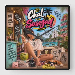 Chal Susegad! — Susegad ist ein Lebensstil Quadratische Wanduhr