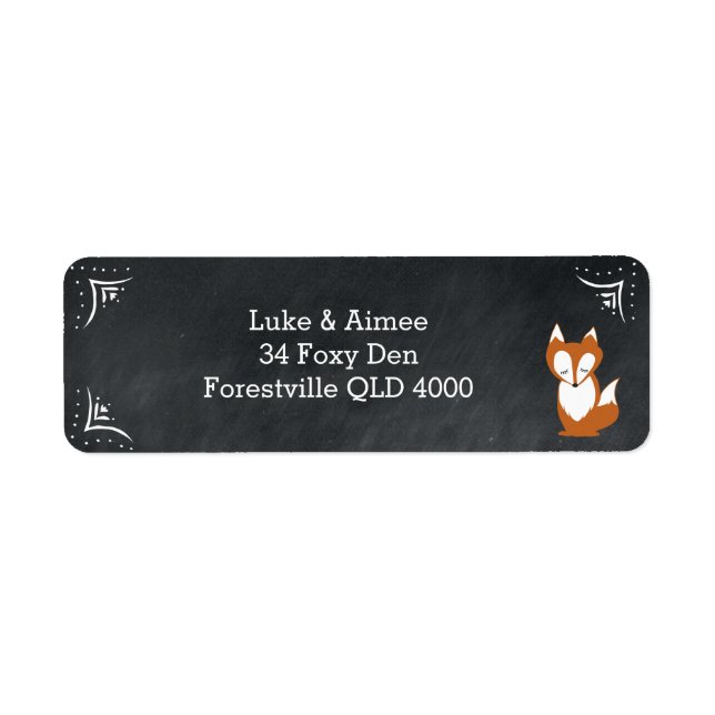Chalboard Woodland Fox Adressaufkleber (Vorne)