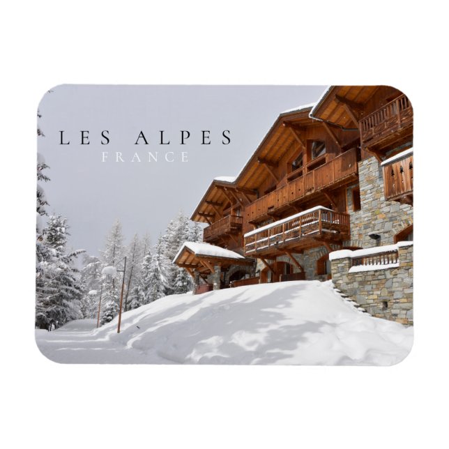 Chalet im Skigebiet Alpen, Frankreich Magnet (Horizontal)