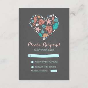 Chalet Strand Herz lässig Hochzeit RSVP Karten