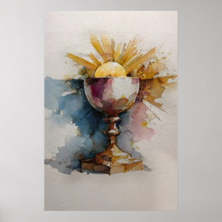 Chalice And Host Watercolor Print Minimalist Poster