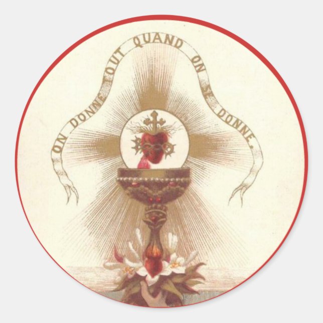 Chalice Cross Rose Gastgeber Gemeinde Jesus Altar Runder Aufkleber (Vorderseite)