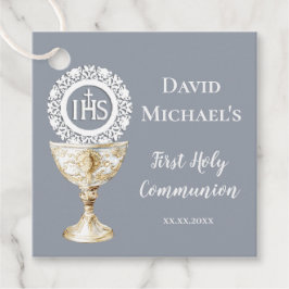 Chalice Host First Communion blue background Geschenkanhänger