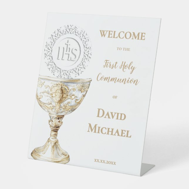 Chalice Host First Holy Communion welcome Sockelschild (Vorderseite)