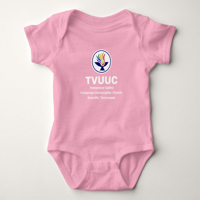 Chalice / TVUUUC Pink Baby Strampler (Vorderseite)