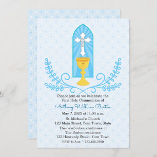 Chalice und Cross Blue Erste Kommune Einladung
