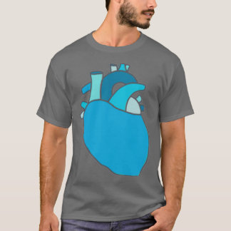 Chalk Anatomisches Herzdesign Blau T-Shirt