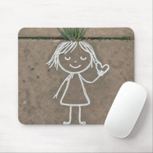Chalk Art Girl mit Herz Mousepad