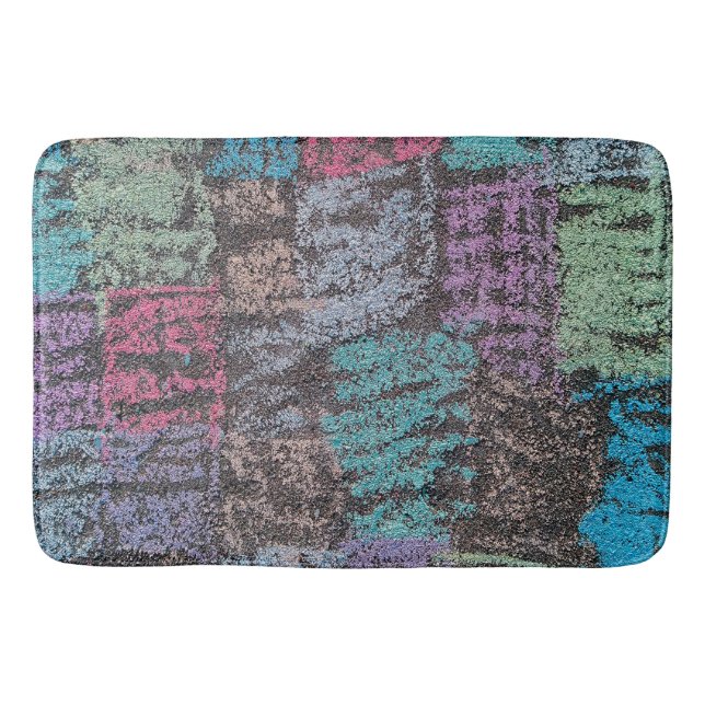 Chalk auf dem Bürgersteig Kunst in gelb-weiß lila Badematte (Vorderseite)