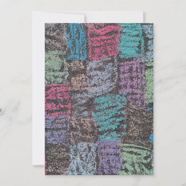 Chalk auf dem Bürgersteig Kunst in gelb-weiß lila Einladung (Vorderseite)