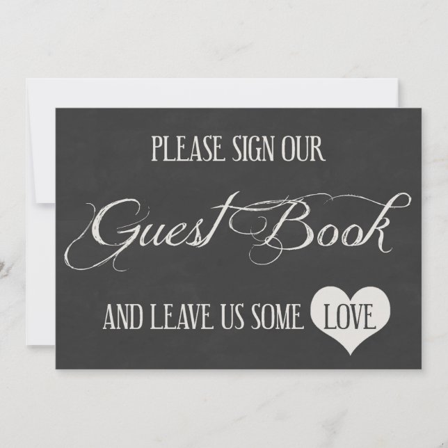 Chalk Board Hearts Wedding | Gästebuch Einladung (Vorderseite)
