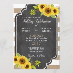 Chalk Burlap Floral Hochzeit Sonnenblume Einladung
