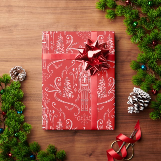 Chalk doodle nutcracker Christmas Wrapping Paper Geschenkpapier (Feiertagsgeschenk)