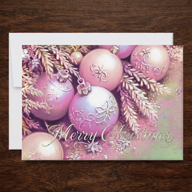 Chalk Drawing Soft Pinks Christmas Ornaments Karte (Von Creator hochgeladen)