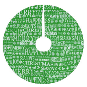 Chalk Drown Weihnachtsgrün und Weiß Polyester Weihnachtsbaumdecke