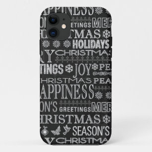 Chalk ertränkte Weihnachtsgrüße in Schwarz-Weiß Case-Mate iPhone Hülle