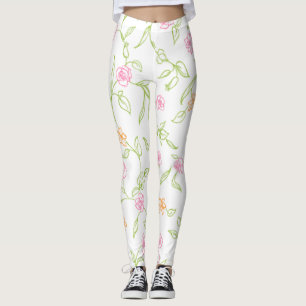 Chalk Gezeichnet Rose Hintergrund Leggings