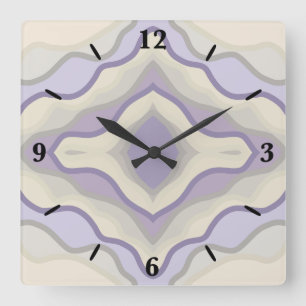 Chalk Gray Lavender Octagon Star Geometric Art Quadratische Wanduhr