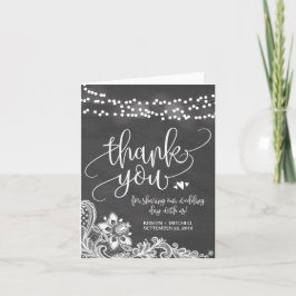 Chalk Hanging Lights & Lace Wedding Thank You Card Dankeskarte