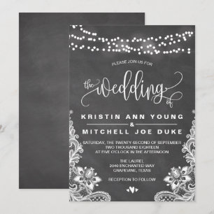 Chalk Hanging Lights und Hochzeitseinladung Einladung
