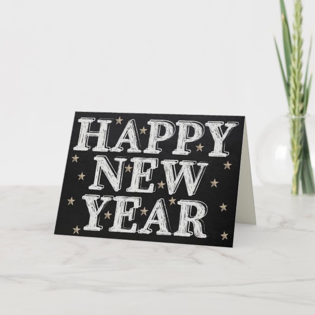 Chalk Happy New Year Card Karte (Vorderseite)