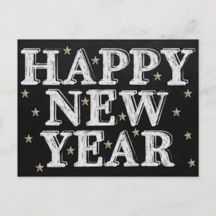 Chalk Happy New Year Postcard Postkarte