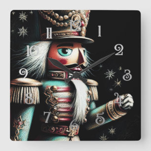 Chalk Illustriert Christmas Nutcracker Quadratische Wanduhr