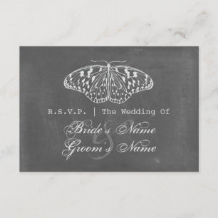 Chalk Inspiriert Butterfly Wedding RSVP Karte