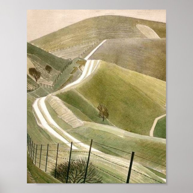 Chalk Paths by Eric Ravilious Poster (Vorne)