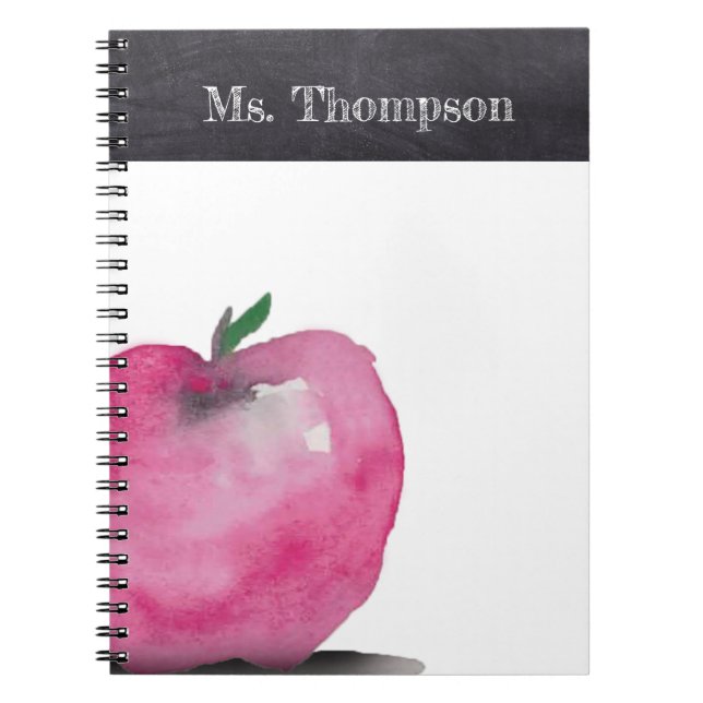 Chalk Personalisiert Watercolor Apple Teacher Name Notizblock (Vorderseite)