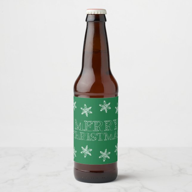 Chalk Snowflake Pattern Bierflaschenetikett (Vorderseite)