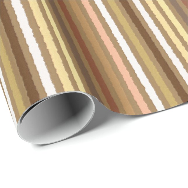 Chalk Stripes - Camel Tan und Gold Geschenkpapier (Rolleneckpunkt)