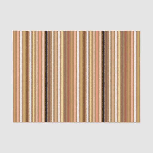 Chalk Stripes - Camel Tan und Gold Seidenpapier (Vorderseite)
