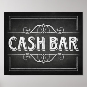 Chalk Style CASH BAR signieren Poster