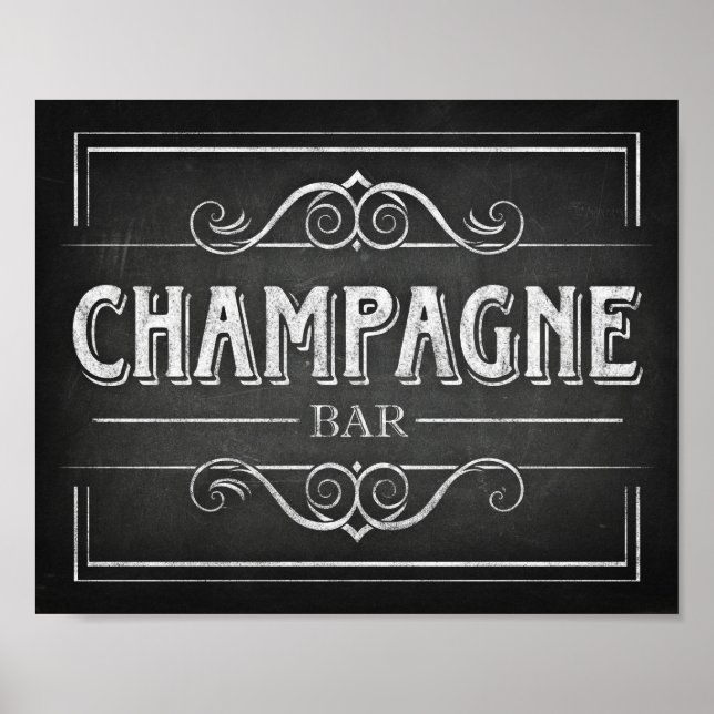 Chalk Style CHAMPAGNE BAR signieren Poster (Vorne)