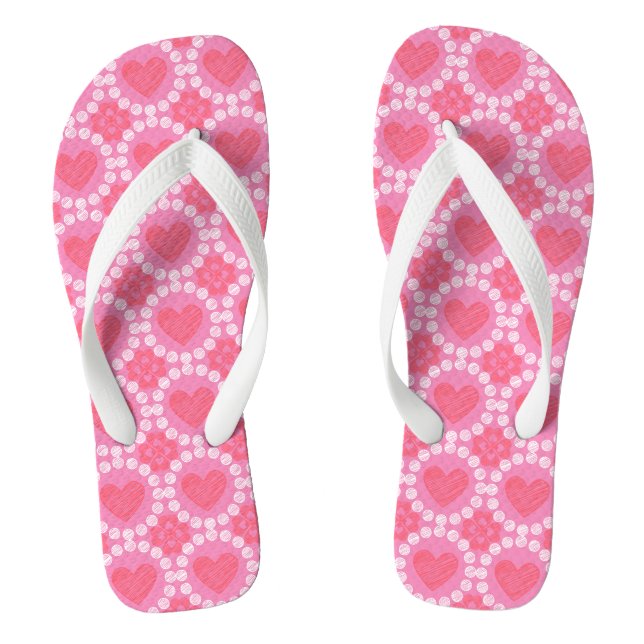 Chalk Style Hearts Flip Flops (Fußbett)