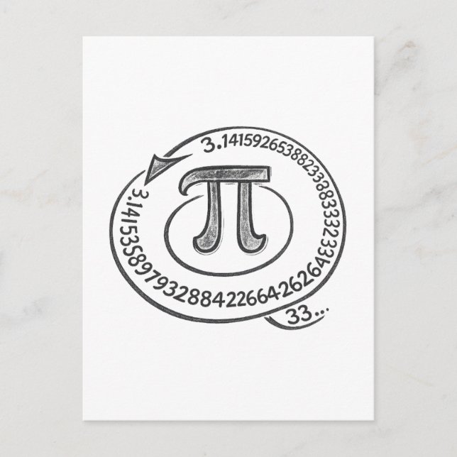 Chalk Style Pi Symbol with Digits – Math Pi Day Postkarte (Vorderseite)