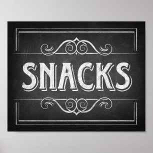 Chalk Style SNACKS Signieren Print Poster
