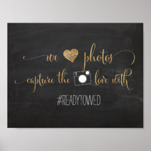 Chalk und Glitzer Wedding Hash Tag Zeichen Poster