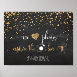 Chalk und Glitzer Wedding Hash Tag Zeichen Poster
