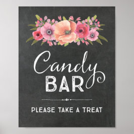 Chalk Watercolor Blumenbonbons Bar Wedding Sign Poster