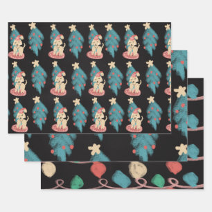Chalk Weihnachtshund Doodles Feiertag Geschenkpapier Set