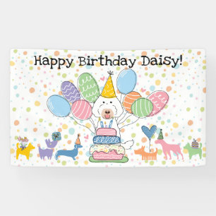 Chalk White Labradoodle Hund Geburtstagsparty Banner