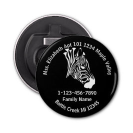 Chalk White Lost Zebra Family Zuhause-Adresse Flaschenöffner