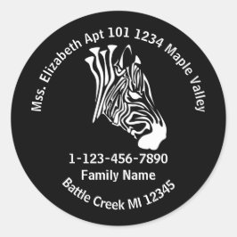 Chalk White Lost Zebra Zuhause-Adresse Flasche Runder Aufkleber