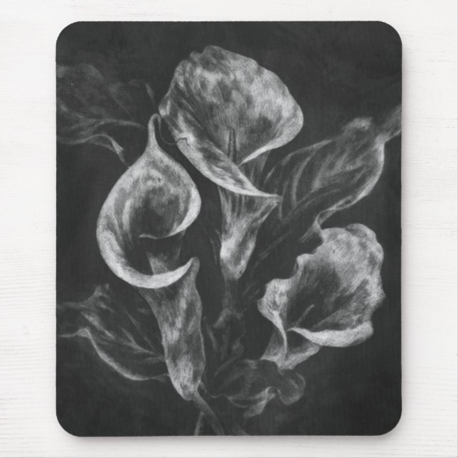 Chalk Zeichn von Calla Lilies Mousepad (Vorne)